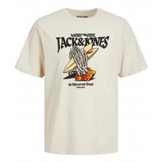 T-shirt avec manches courtes et col rond Jack & Jones écru