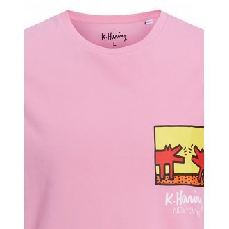 T-shirt avec manches courtes et col rond Jack & Jones coton rose