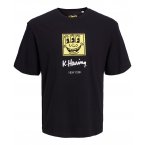 T-shirt avec manches courtes et col rond Jack & Jones coton noir