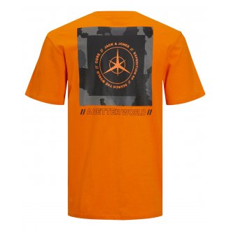 T-shirt avec manches courtes et col rond Jack & Jones coton mélangé orange