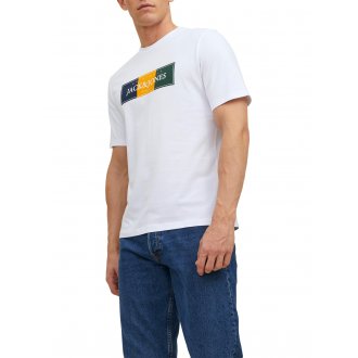 T-shirt avec manches courtes et col rond Jack & Jones coton blanc