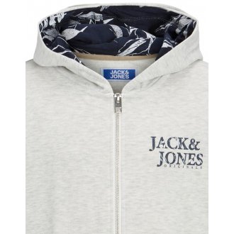 Sweat Junior Garçon avec manches longues et col à capuche Jack & Jones Jorcrayon Sweat Zip Hood Jnr coton mélangé gris clair