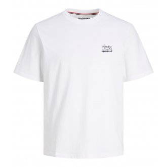 T-shirt Junior Garçon avec manches courtes et col rond Jack & Jones Jortrevor Ss Tee Crew Neck Jnr coton blanc