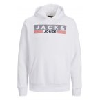 Sweat Junior Garçon avec manches longues et col à capuche Jack & Jones Jjecorp Logo coton mélangé blanc