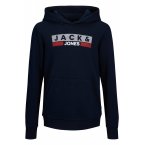 Sweat Junior Garçon avec manches longues et col à capuche Jack & Jones Jjecorp Logo coton mélangé marine