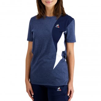 T-shirt avec manches courtes et col rond Coq Sportif bleu chiné