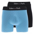 Boxers Eden Park en coton bleu à pois, lot de 2