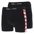 Boxers Eden Park en coton bleu nuit rayés, lot de 2