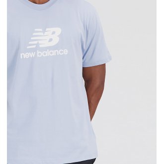 T-shirt col rond New balance en coton avec manches courtes bleu ciel