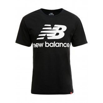 T-shirt col rond New balance en coton avec manches courtes noir