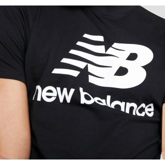 T-shirt col rond New balance en coton avec manches courtes noir