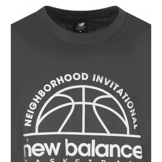 T-shirt col rond New Balance avec manches courtes anthracite