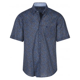 Chemise avec manches courtes et col américain Bande Originale coton bleu fleurie