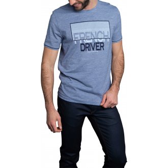T-shirt avec manches courtes et col rond Delahaye coton bleu
