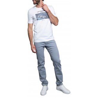 T-shirt avec manches courtes et col rond Delahaye coton blanc