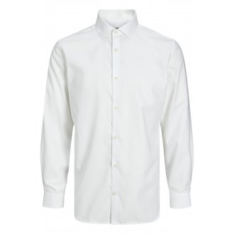 Chemise Jack and Jones Premium en coton blanc uni avec un col italien et une coupe slim