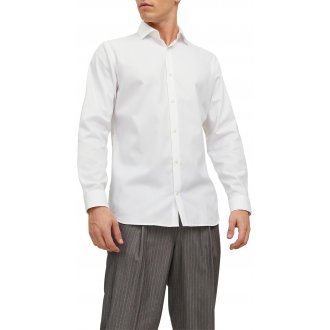 Chemise Jack and Jones Premium en coton blanc uni avec un col italien et une coupe slim