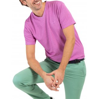 T-shirt col v Mise au Green en coton avec manches courtes parme