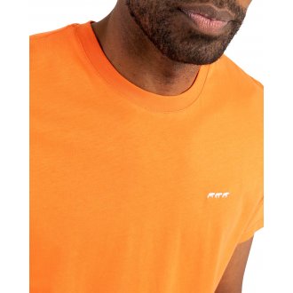 T-shirt col rond Mise au Green en coton avec manches courte corail
