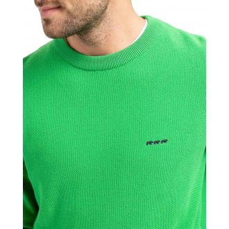 Pull col rond Mise au Green en coton avec manches longues vert