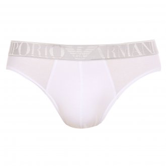 Slip Emporio Armani en Coton Stretch blanc à ceinture brillante