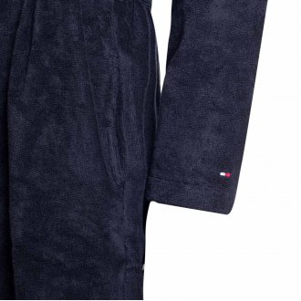 Peignoir Tommy H Sportswear en coton biologique mélangé avec manches longues bleu marine