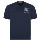 T-shirt col V Redfield en coton avec manches courtes bleu marine