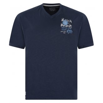 T-shirt col V Redfield en coton avec manches courtes bleu marine