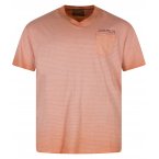 Tee-shirt avec manches courtes et col v Redfield en coton corail imprimé rayures