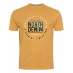Tee shirt col rond North 56°4 en coton à manches courtes jaune moutarde