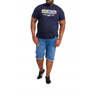 T-shirt avec manches courtes et col rond Duke coton marine