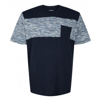 T-shirt avec manches courtes et col rond Tom Tailor + coton marine chiné