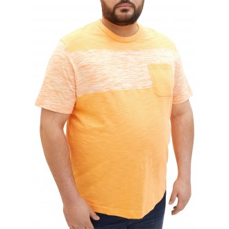 T-shirt avec manches courtes et col rond Tom Tailor + coton orange chiné
