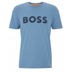 T-shirt avec manches courtes et col rond Boss coton bleu