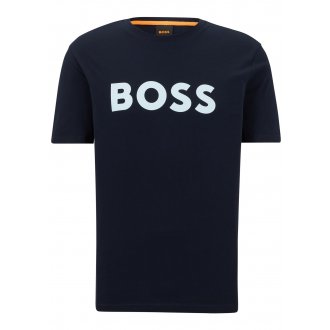 T-shirt avec manches courtes et col rond Boss coton marine