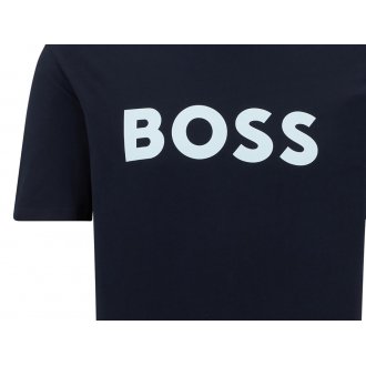 T-shirt avec manches courtes et col rond Boss coton marine