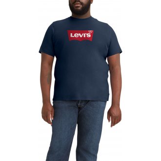 T-shirt droit Levi's® en coton bleu marine à imprimé poitrine rouge et col rond