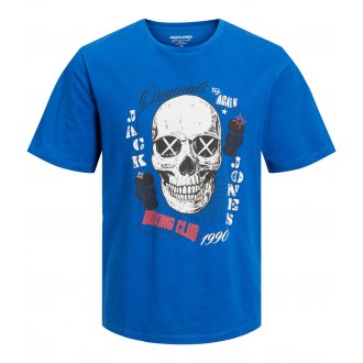 T-shirt avec manches courtes et col rond Jack & Jones + coton bleu