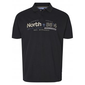 Polo North 56°4 en coton avec manches courtes et col boutonné noir