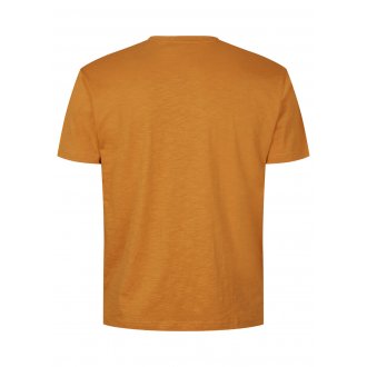 T-shirt col rond North 56°4 en coton avec manches courtes moutarde