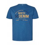 T-shirt col rond North 56°4 en coton avec manches courtes bleu