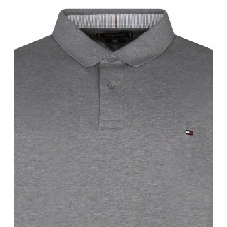 Polo Tommy Hilfiger en coton droite avec manches longues et col boutonné gris clair
