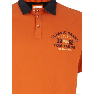Polo Tom Tailor +  coton droite avec manches courtes et col polo orange