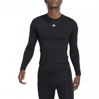 T-shirt Adidas Performance moulante avec manches longues et col rond noir