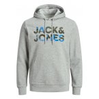 Sweat Jack & Jones + en coton mélangé avec manches longues et col à capuche gris