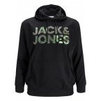 Sweat Jack & Jones + en coton mélangé avec manches longues et col à capuche noir