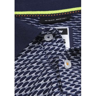 Polo J&JOY en coton avec manches courtes et col français bleu marine uni avec logo
