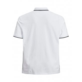 Polo JACK & JONES + en coton blanc avec logo à coupe droite PAULOS