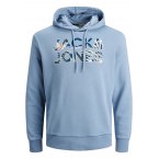 Sweat Jack & Jones + avec manches longues et col montant bleu ciel avec logo