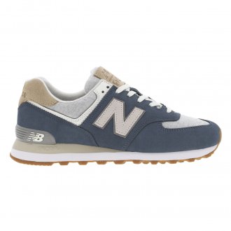 Sneakers New Balance 574 en cuir nubuck bleu marine et à lacets plats